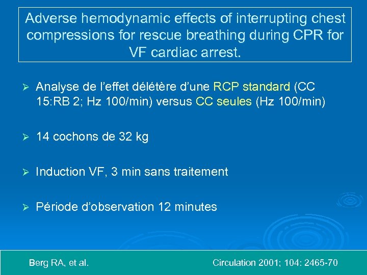 Adverse hemodynamic effects of interrupting chest compressions for rescue breathing during CPR for VF