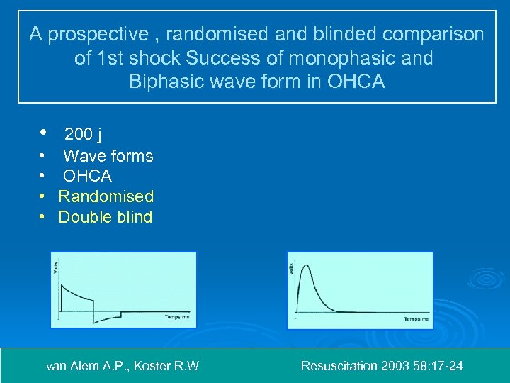 A prospective , randomised and blinded comparison of 1 st shock Success of monophasic