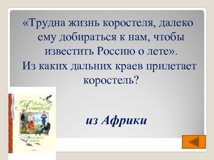  «Трудна жизнь коростеля, далеко ему добираться к нам, чтобы известить Россию о лете»