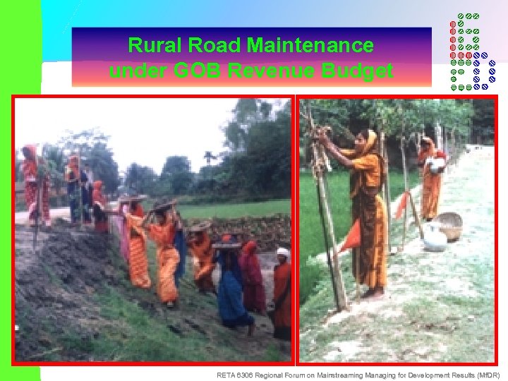 Rural Road Maintenance under GOB Revenue Budget RETA 6306 Regional Forum on Mainstreaming Managing