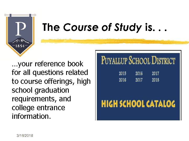 The Course of Study is. . . …your reference book for all questions related