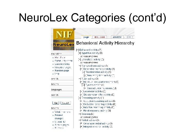 Neuro. Lex Categories (cont’d) 