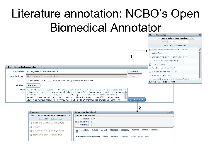 Literature annotation: NCBO’s Open Biomedical Annotator 1 2 