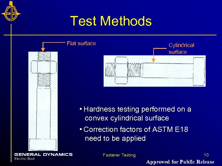 Test Methods Flat surface Cylindrical surface • Hardness testing performed on a convex cylindrical