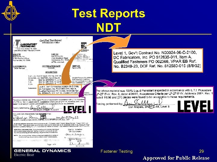 Test Reports NDT Fastener Testing 29 Approved for Public Release 