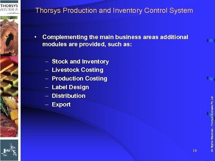 Thorsys Production and Inventory Control System – – – Stock and Inventory Livestock Costing
