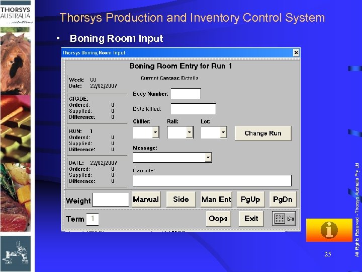 Thorsys Production and Inventory Control System • Boning Room Input 25 All Rights Reserved