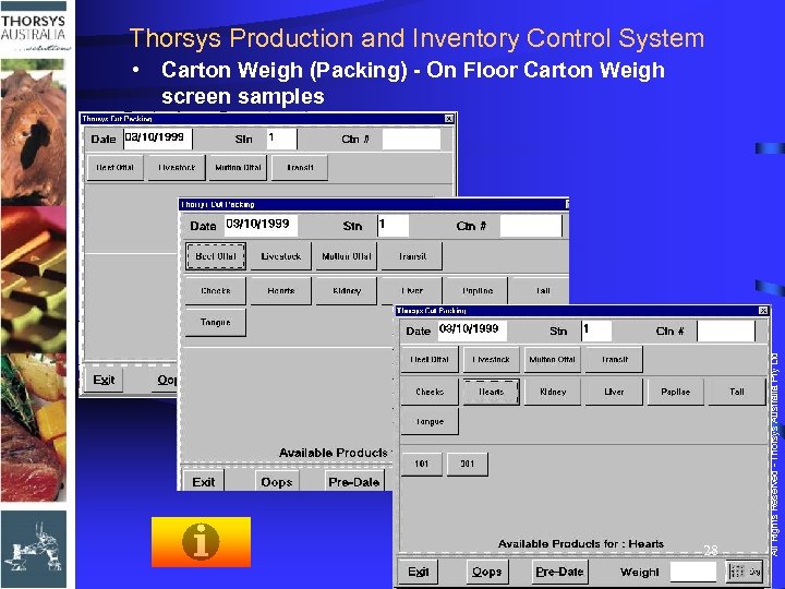 Thorsys Production and Inventory Control System 28 All Rights Reserved - Thorsys Australia Pty