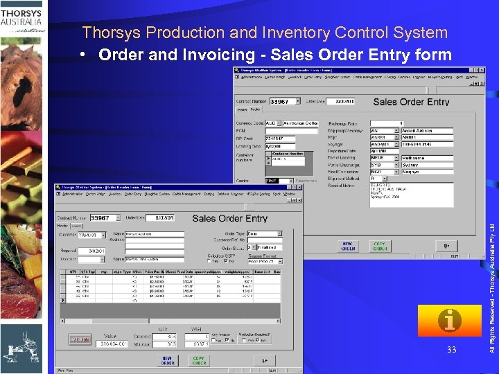 33 All Rights Reserved - Thorsys Australia Pty Ltd Thorsys Production and Inventory Control