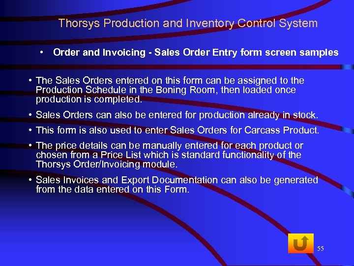 Thorsys Production and Inventory Control System • Order and Invoicing - Sales Order Entry