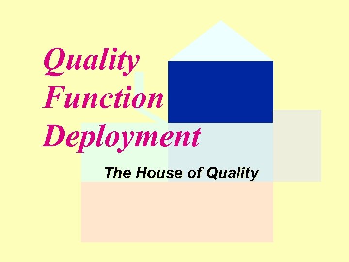 Quality Function Deployment The House of Quality 