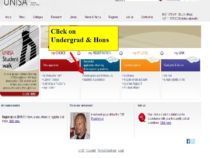 Click on Undergrad & Hons 