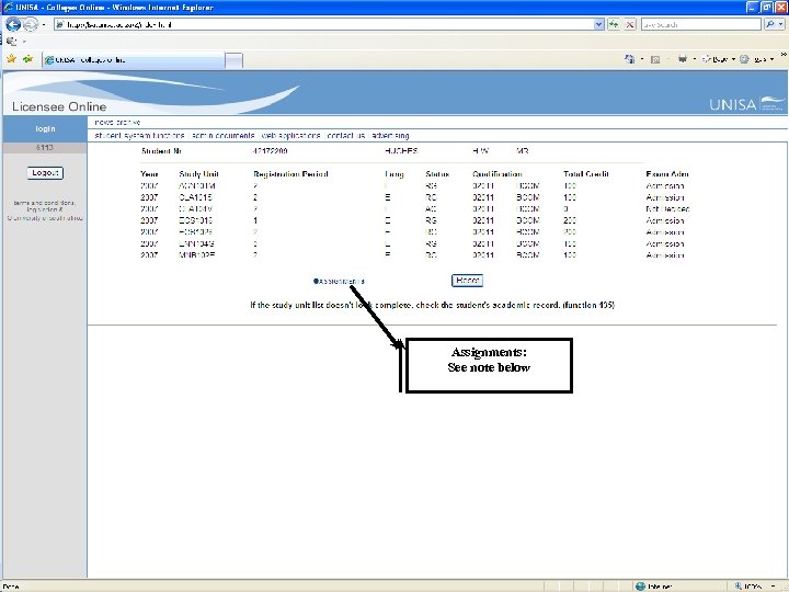 Assignments: See note below 