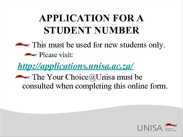 APPLICATION FOR A STUDENT NUMBER This must be used for new students only. Please
