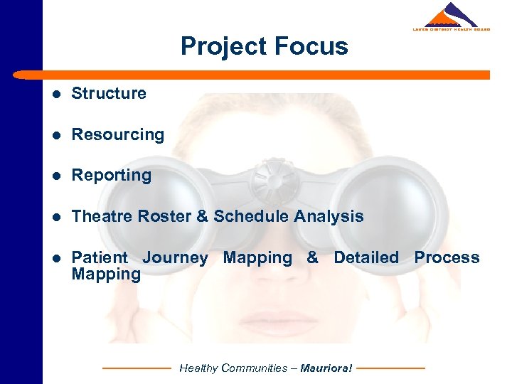 Project Focus l Structure l Resourcing l Reporting l Theatre Roster & Schedule Analysis