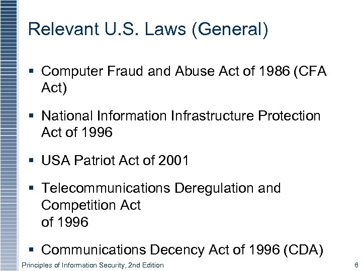 Relevant U. S. Laws (General) § Computer Fraud and Abuse Act of 1986 (CFA