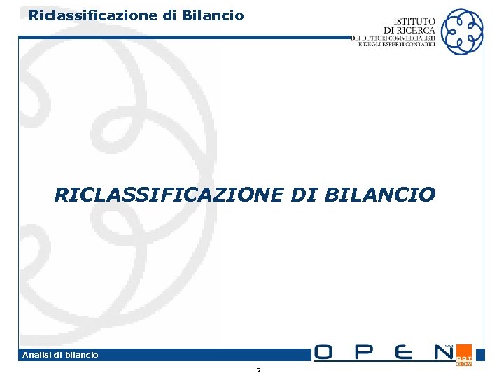 Riclassificazione di Bilancio RICLASSIFICAZIONE DI BILANCIO Analisi di bilancio 7 