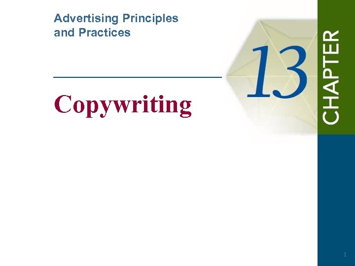 Advertising Principles and Practices Copywriting 1 