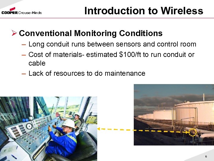 Introduction to Wireless Ø Conventional Monitoring Conditions – Long conduit runs between sensors and