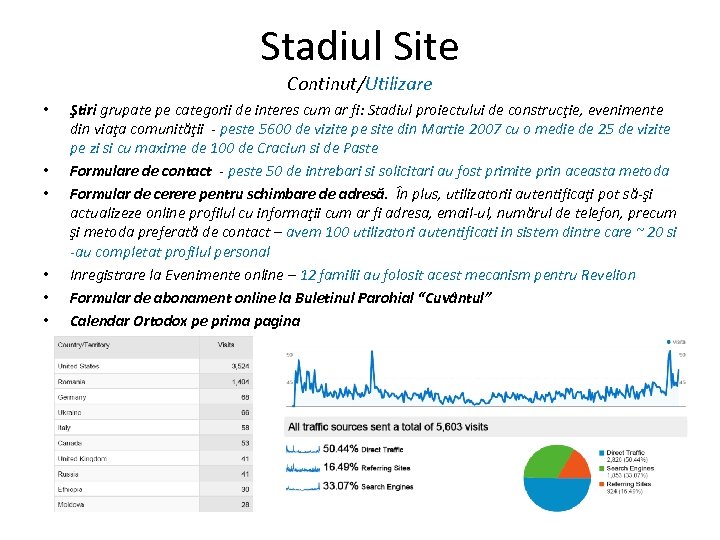 Stadiul Site Continut/Utilizare • • • Ştiri grupate pe categorii de interes cum ar