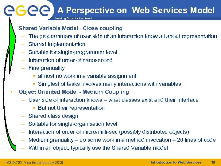 A Perspective on Web Services Model Enabling Grids for E-scienc. E • • Shared