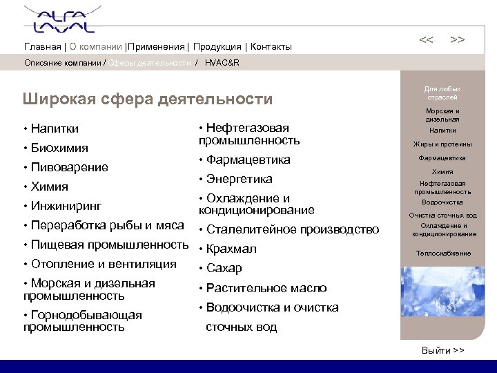 << << Главная | О компании | Применения | Продукция | Контакты Описание компании