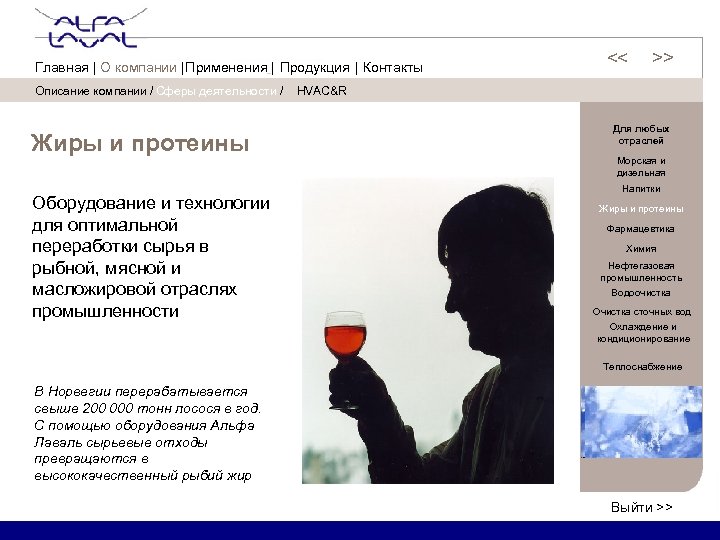 Описание компании / Сферы деятельности / Жиры и протеины Оборудование и технологии для оптимальной