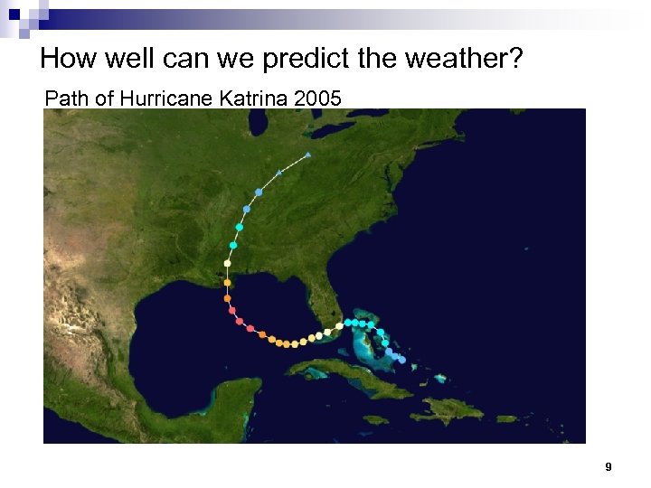 How well can we predict the weather? Path of Hurricane Katrina 2005 9 