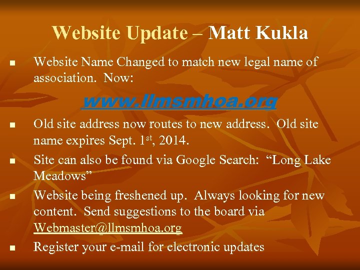 Website Update – Matt Kukla n Website Name Changed to match new legal name