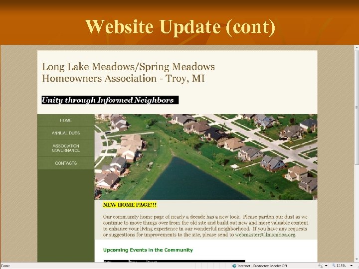 Website Update (cont) 