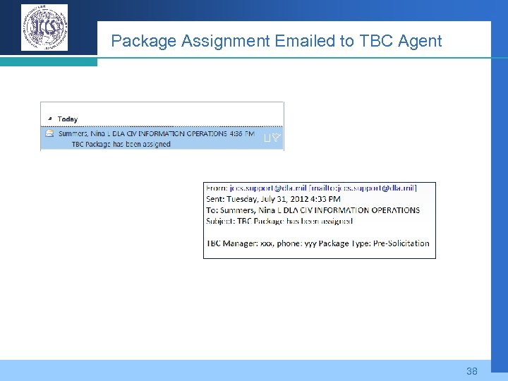 Package Assignment Emailed to TBC Agent 38 