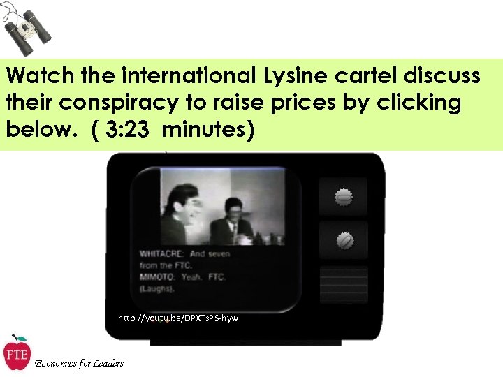 Watch the international Lysine cartel discuss their conspiracy to raise prices by clicking below.