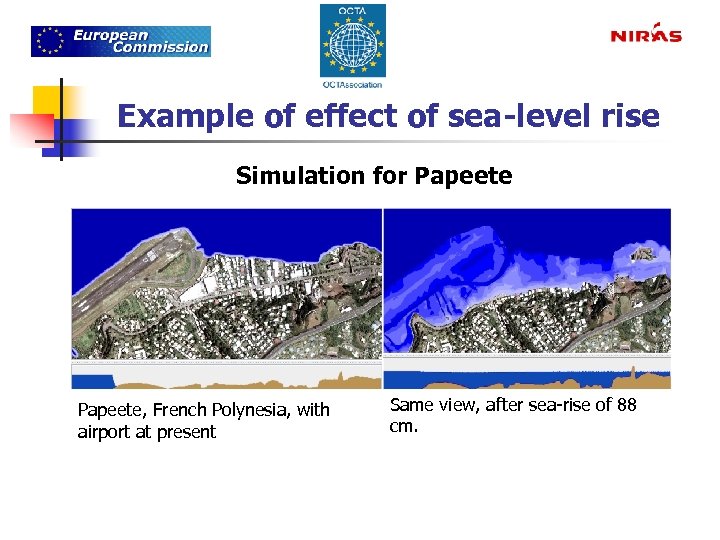 Example of effect of sea-level rise Simulation for Papeete, French Polynesia, with airport at