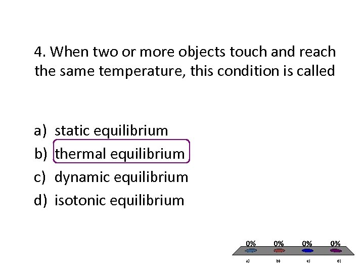 4. When two or more objects touch and reach the same temperature, this condition