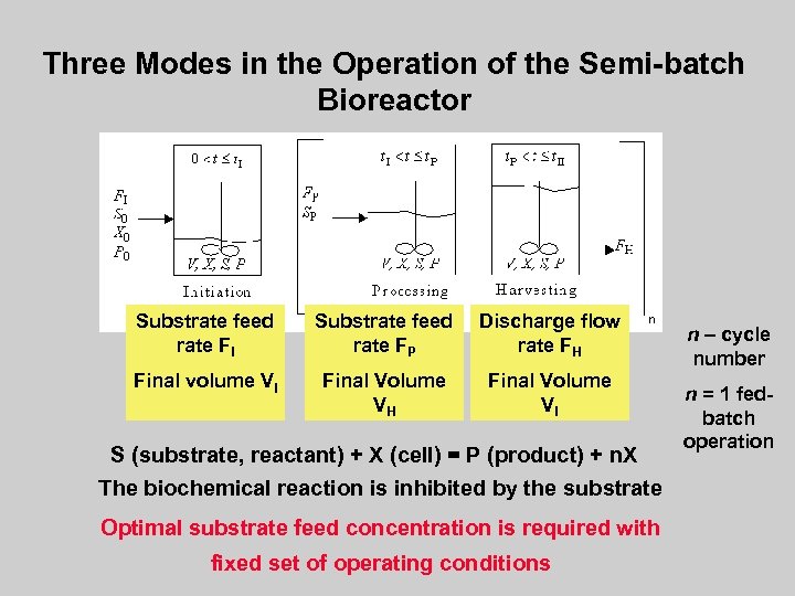 Three Modes in the Operation of the Semi-batch Bioreactor Substrate feed rate FI Substrate