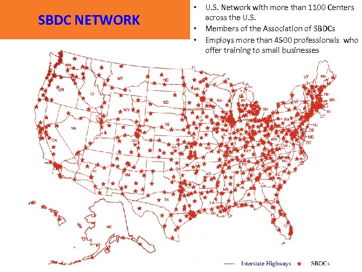 SBDC NETWORK • U. S. Network with more than 1100 Centers across the U.