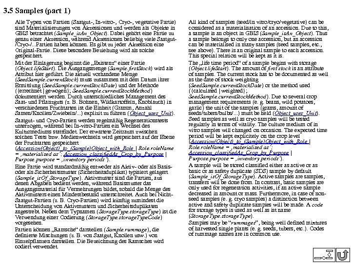 3. 5 Samples (part 1) Alle Typen von Partien (Saatgut-, In-vitro-, Cryo-, vegetative Partie)