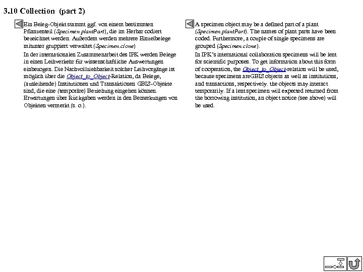 3. 10 Collection (part 2) Ein Beleg-Objekt stammt ggf. von einem bestimmten Pflanzenteil (Specimen.