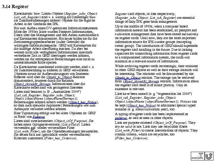 3. 14 Register Karteikarten- bzw. Listen-Objekte (Register_is. An_Object; List_is. A_Register) sind v. a. wichtig