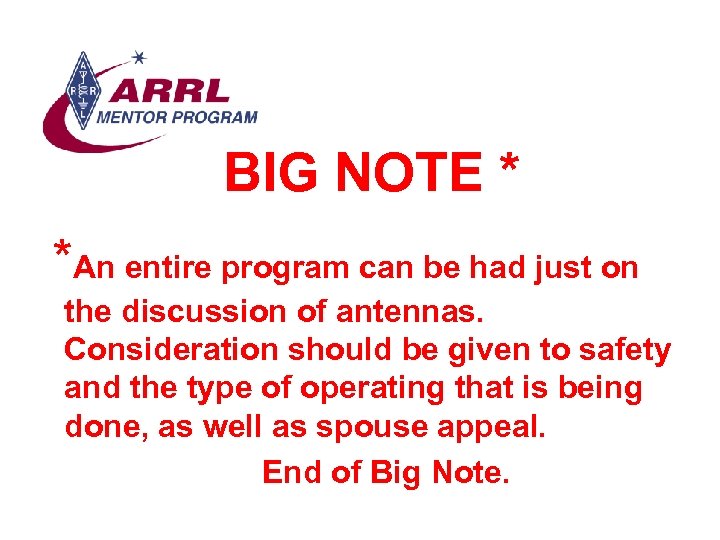 BIG NOTE * *An entire program can be had just on the discussion of