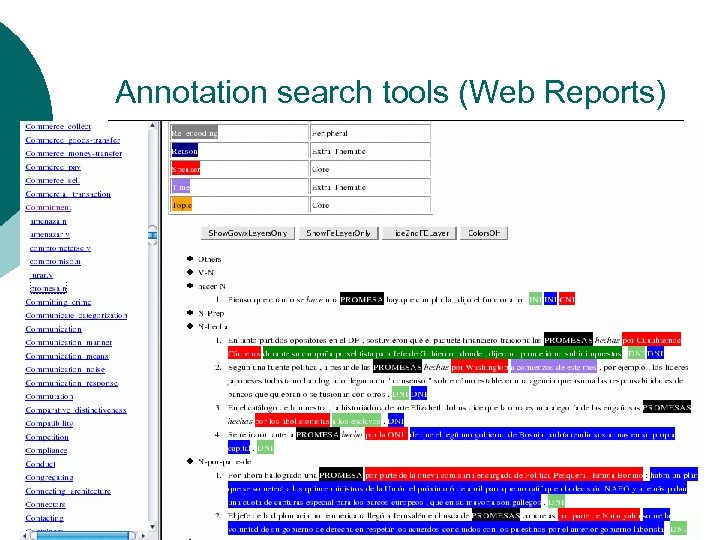 Annotation search tools (Web Reports) 