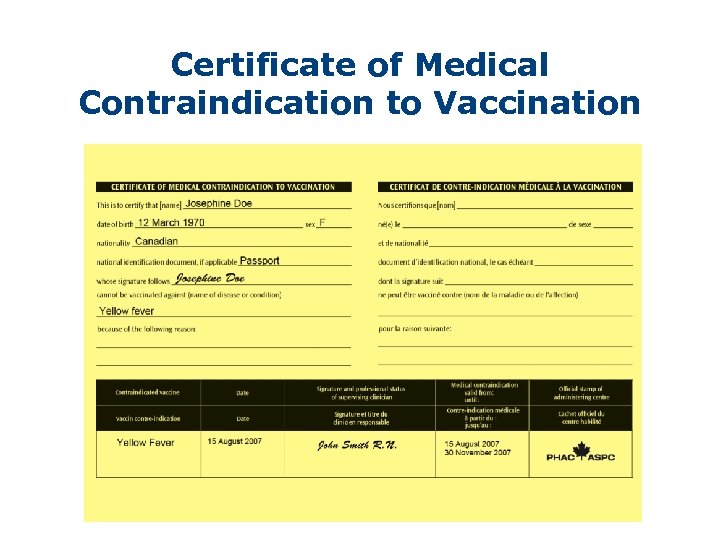 Certificate of Medical Contraindication to Vaccination 