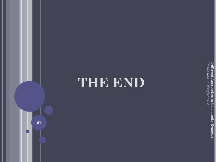 61 Different Approaches to Community Evolution Prediction in Blogosphere THE END 