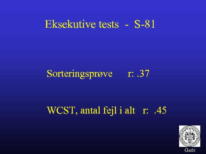 Eksekutive tests - S-81 Sorteringsprøve r: . 37 WCST, antal fejl i alt r: