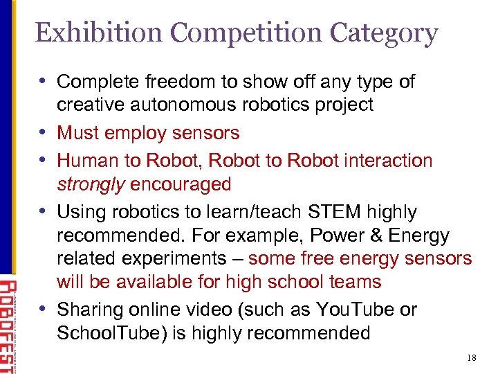 Exhibition Competition Category • Complete freedom to show off any type of • •