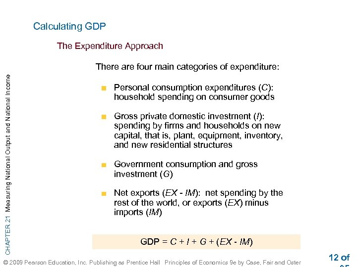 Calculating GDP The Expenditure Approach CHAPTER 21 Measuring National Output and National Income There