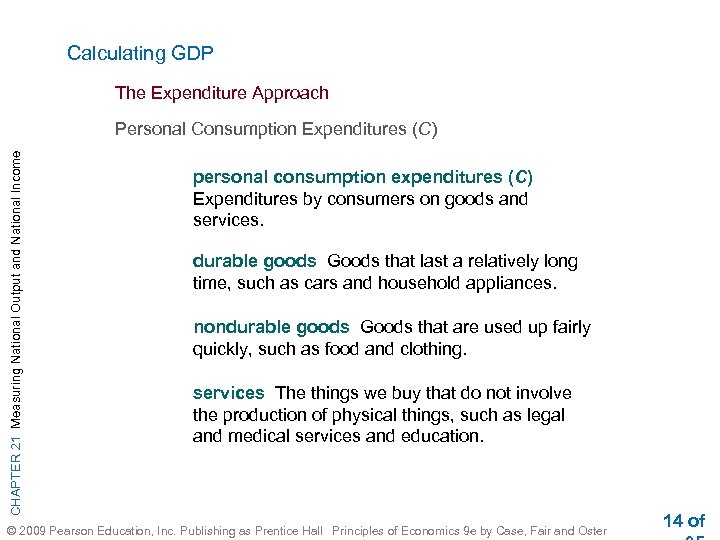 Calculating GDP The Expenditure Approach CHAPTER 21 Measuring National Output and National Income Personal