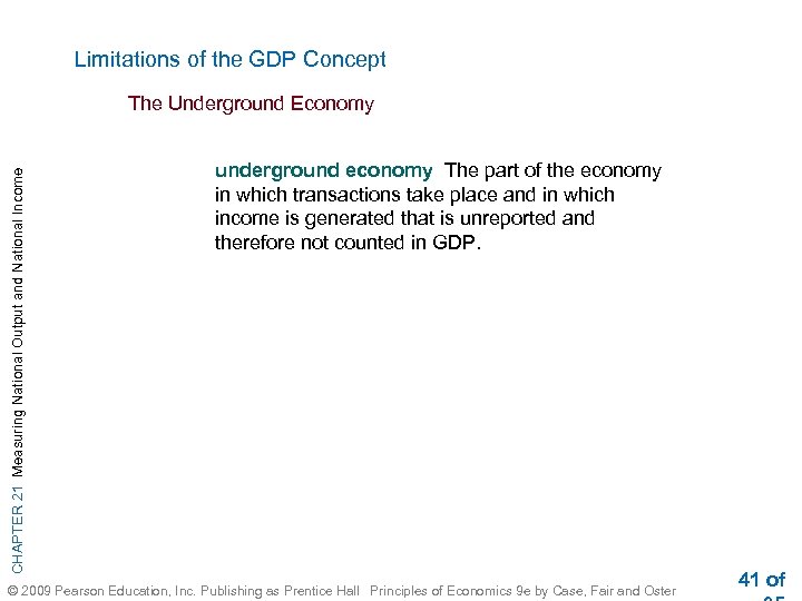 Limitations of the GDP Concept CHAPTER 21 Measuring National Output and National Income The
