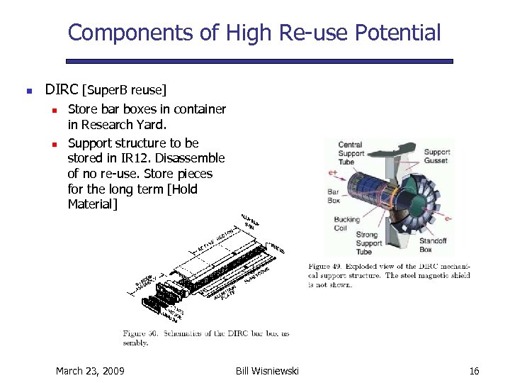 Components of High Re-use Potential n DIRC [Super. B reuse] n n Store bar