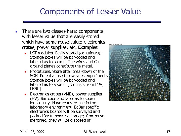 Components of Lesser Value n There are two classes here: components with lesser value